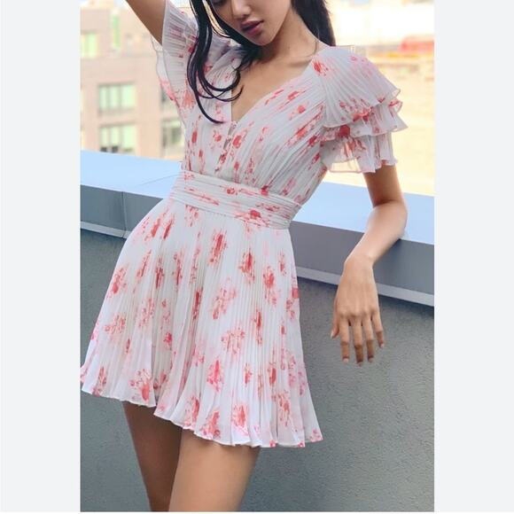 Self-Portrait Pink Floral Mini Dress - Picture 4 of 9